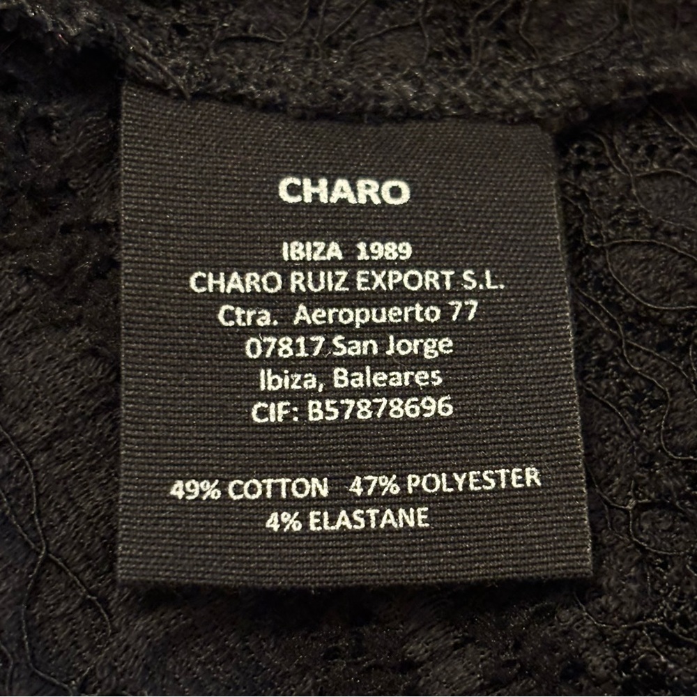 Charo Ruiz Black Cropped Lace Top with Flared Sleeves - Picture 7 of 8